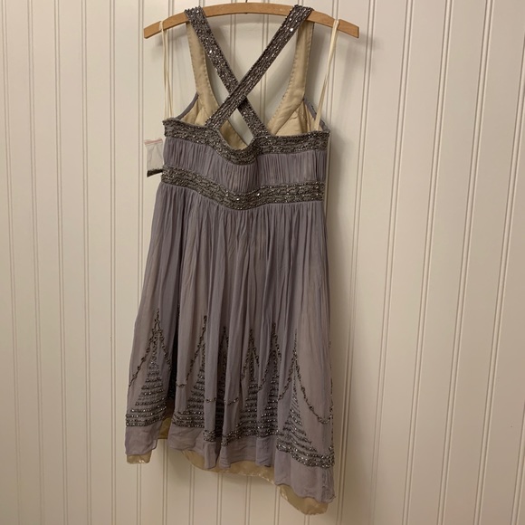 New Adrianna Papell Silk Beaded Cocktail Dress - Picture 4 of 8